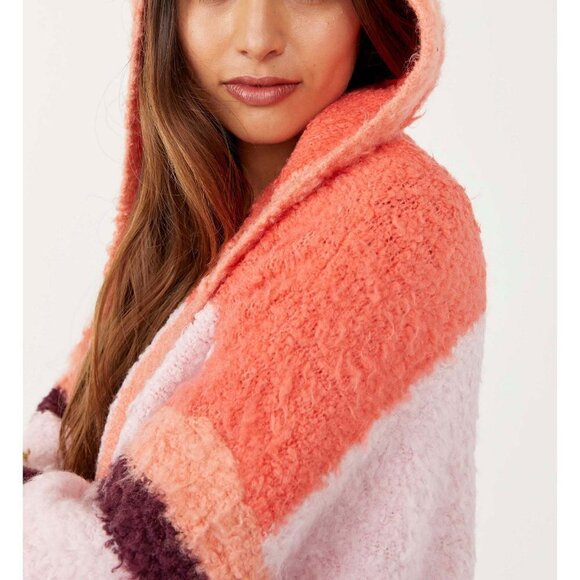 Free People Dream Team Cardi / Desert Coral Sweater Cardigan EUC Small - Picture 4 of 9